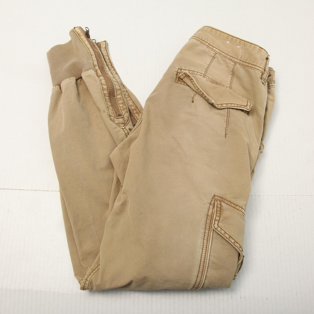 Jet Lag Cargo Pants Mens 33x32 Beige Cuffed Jogger Ankle Zip Cotton Casual